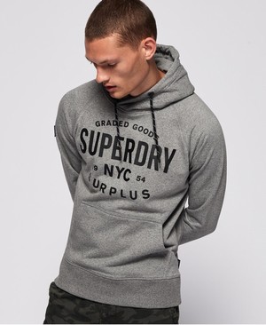 Superdry Surplus Goods Graphic Férfi Kapucnis Pulóver Szürke | PUMWV9268